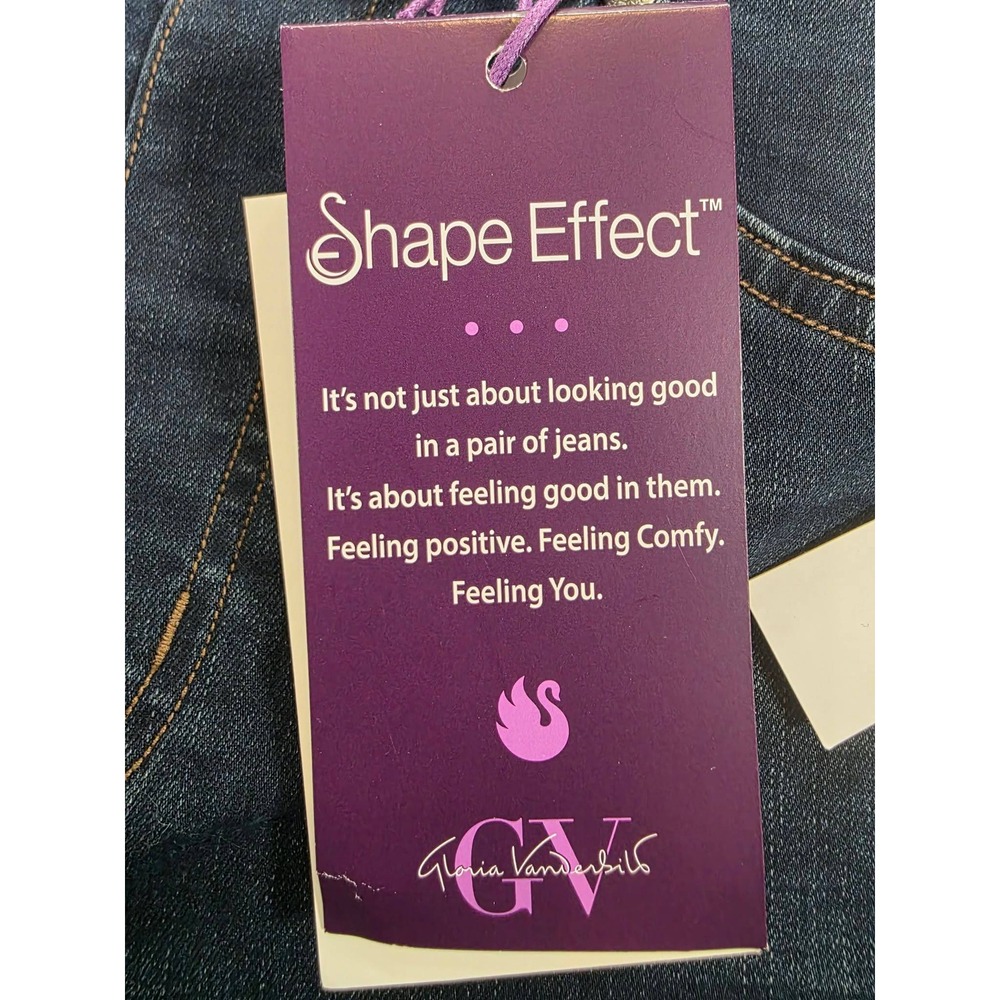 NWT Gloria Vanderbilt Shape Effect Pull On Straight Jeans Women 10S Dark Wash - Picture 15 of 16